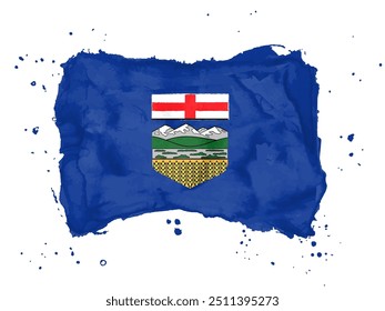 Flag of Alberta, brush stroke background.  Flag Province Alberta of Canada on white background. Watercolor style for your design.  EPS10.