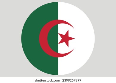 Flag of Algeria. Algerian national symbol in official colors. Template icon. Abstract vector background. Round glass light ball, 3D big bubble, sphere.