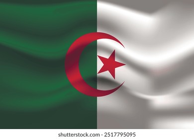 Flag of Algeria. Algerian national symbol in official colors. Template icon. Abstract vector background.