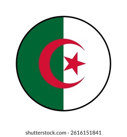 Flag of Algeria. Black edge. Algeria circle flag logo icon computer vector illustration design.
