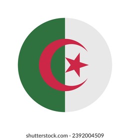 The flag of Algeria. Button flag icon. Standard color. Circle icon flag. Computer illustration. Digital illustration. Vector illustration.
