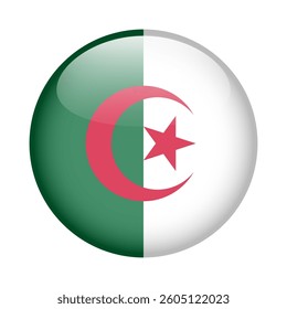 flag of Algeria, button round glossy icon