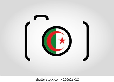 The flag of Algeria in a Camera Lens