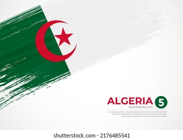 Bandera de Argelia con fondo creativo de pincel pintado