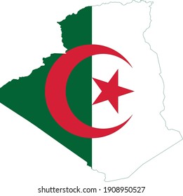 Flag of Algeria cropped inside it's map
