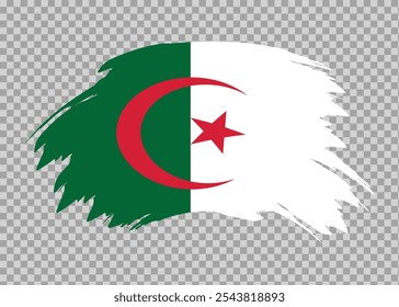 Flag of Algeria with distressed paint stroke brush effect on isolated background