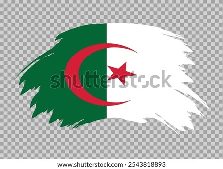 Flag of Algeria with distressed paint stroke brush effect on isolated background