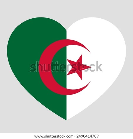flag of Algeria in form of heart, symbol of love