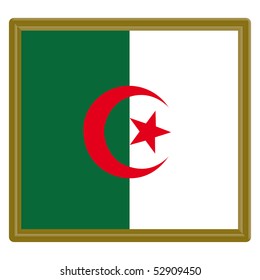 Flag of Algeria with gold frame