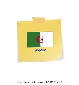 flag of Algeria icon on note pad paper,vector