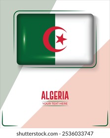 Flag of Algeria Kurdistan isolated on White background with Text. Banner, Poster, vector, template, Mockup, Background, Social Media, Post, 3D.