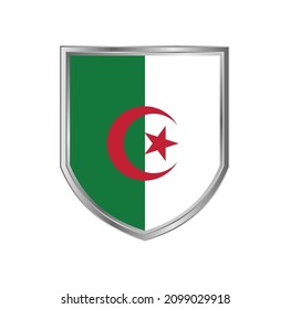 Flag of Algeria with metal shield frame