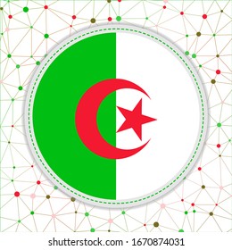 Flag of Algeria with network background. Algeria sign. Stylish vector illustration.