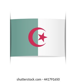 Flag of Algeria, officially the People's Democratic Republic of Algeria. Vector illustration of a stylized flag. The slit in the paper with shadows. Element for infographics.