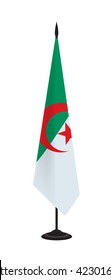 Flag of Algeria on a flagstaff. Vector illustration