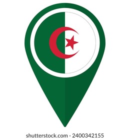 Flag of Algeria flag on map pinpoint icon isolated green color