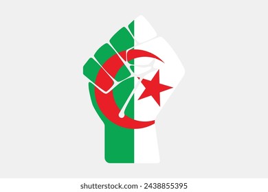 Flag of Algeria, original and simple Algeria flag, vector illustration of Algeria flag, Algeria hand