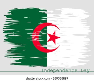 Flag of Algeria. Painted brush colored inks. Symbol Independence Day National Patriotic Travel Country Background Grunge Paint Stock Vector Icon Logo Picture Image Illustration Political