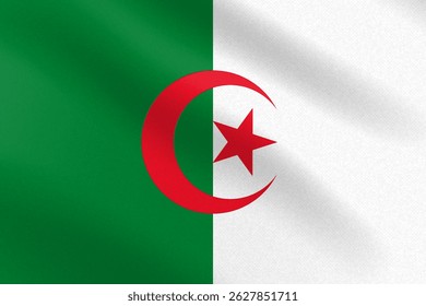 Bandera de Argelia con textura de papel y luz. Ilustración vectorial 