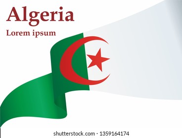 Flag of Algeria, People's Democratic Republic of Algeria. Template for award design, an official document with the flag of Algeria. Bright, colorful vector illustration.