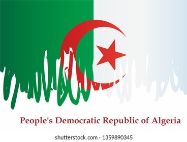 Flag of Algeria, People's Democratic Republic of Algeria. Template for award design, an official document with the flag of Algeria. Bright, colorful vector illustration.