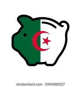 Flag of Algeria, piggy bank icon, vector symbol.