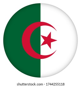 Flag of Algeria round icon, badge or button. Algerian national symbol. Template design, vector illustration. 