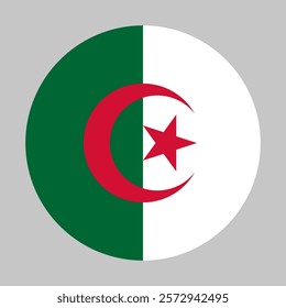 Flag of Algeria round shape, national symbol