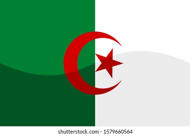 flag of algeria shiny. vector background