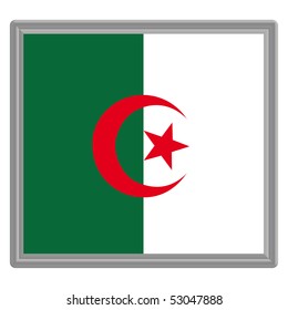 Flag of Algeria with silver frame