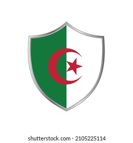 Flag of Algeria with silver shield frame