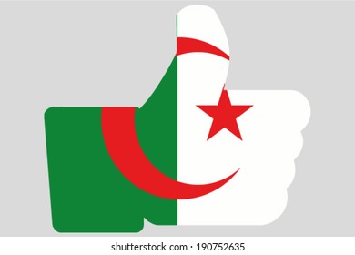 The flag of Algeria in a Thumbs Up Icon