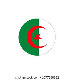 Flag of Algeria with transparent shadows. Icon. Isolated Vector Illustration.
