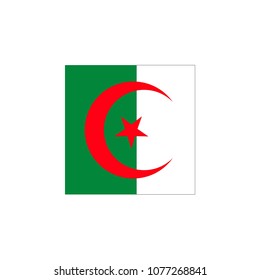 Flag of Algeria with transparent shadows. Icon. Isolated Vector Illustration.
