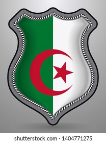 Flag of Algeria. Vector Badge and Icon. Horizontal Orientation Version. Isolated