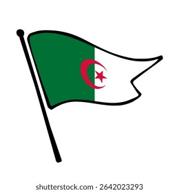 Flag of Algeria, a vector illustration flag icon design in the hand-drawn style of Algeria.