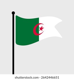 Flag of Algeria. Algeria flag vector illustration icon design. Fluttering flagpole flag.