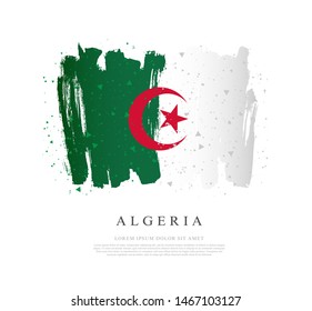 Flag of Algeria. Vector illustration on white background. Brush strokes are drawn by hand. Independence Day.