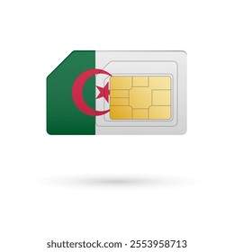 Flag of Algeria. Vector illustration of SIM Card with flag on white background