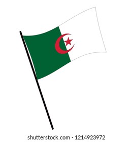Flag of Algeria , Algeria flag waving isolated vector illustration