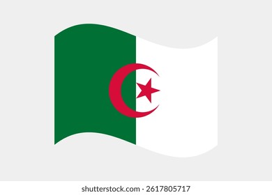 Flag of Algeria. Algeria wavy flag digital vector illustration. Fluttering flag.