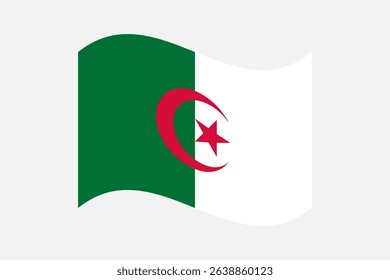 Flag of Algeria. Algeria wavy flag digital vector illustration. Fluttering flag.