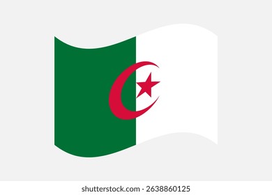 Flag of Algeria. Algeria wavy flag digital vector illustration. Fluttering flag.