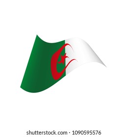 Flag of Algeria. A wavy flag. Icon. Isolated Vector Illustration.


