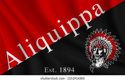 Flag of Aliquippa, Pennsylvania, USA. Realistic waving flag of Aliquippa vector background.