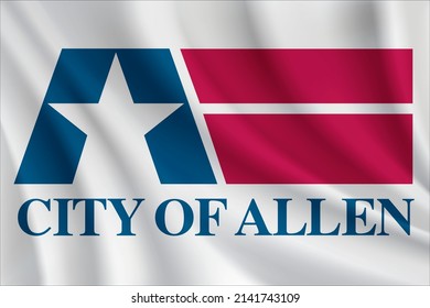 Flag of Allen, Texas, USA. Realistic waving flag of Allen vector background.