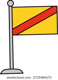 Bandeira com alternância de riscas diagonais vermelhas e amarelas adequadas para desenhos patrióticos, feriados nacionais, imagens de fundo para cartazes e banners. Símbolo patriótico perfeito para fundos, nacional