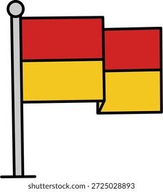 Bandeira com listras horizontais alternadas, vermelhas e amarelas, adequadas para desenhos patrióticos, feriados nacionais, imagens de fundo para cartazes e faixas. Símbolo patriótico perfeito para fundos, nacional