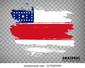 Flag of Amazonas  from brush strokes. Federal Republic of Brazil. Flag Amazonas  of Brazil on transparent background for your web site design, app, UI. Brazil. Stock vector. EPS10.