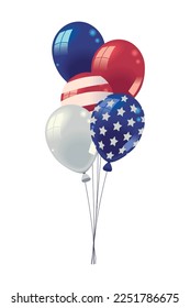 flag america in balloons icon isolated